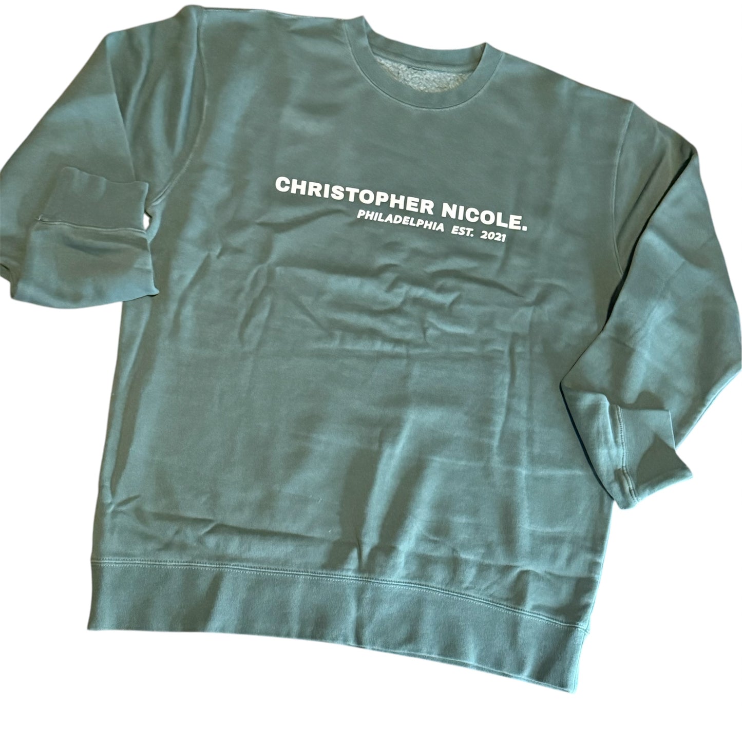 CHRISTOPHER NICOLE UNISEX MIDWEIGHT PIGMENT DYE CREW NECK SWEATSHIRT.