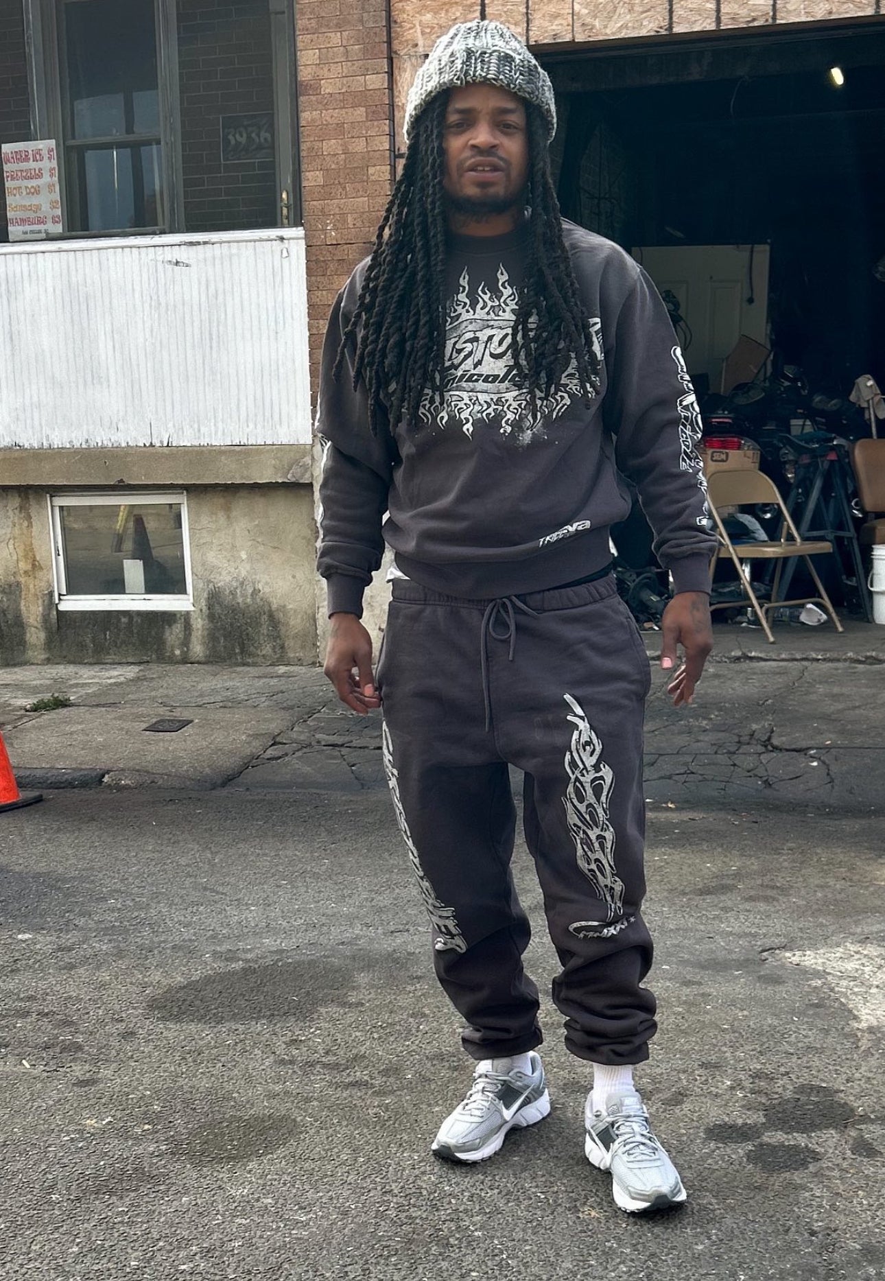 “ there is light between the darkness” Shadow grey crew neck Christopher Nicole sweatshirt.