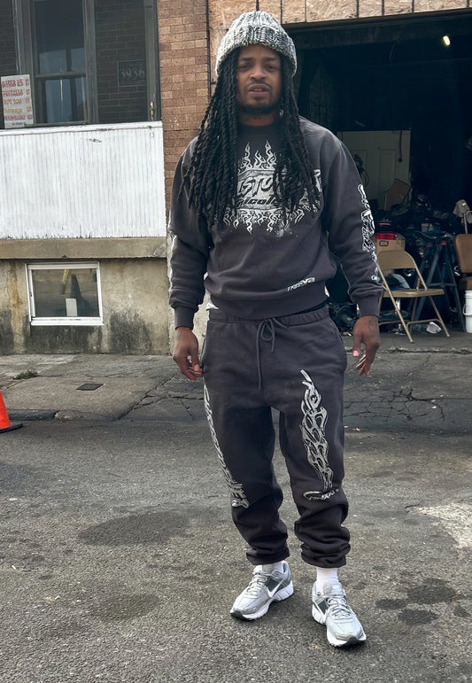 “ there is light between the darkness” Shadow grey crew neck Christopher Nicole sweatshirt.