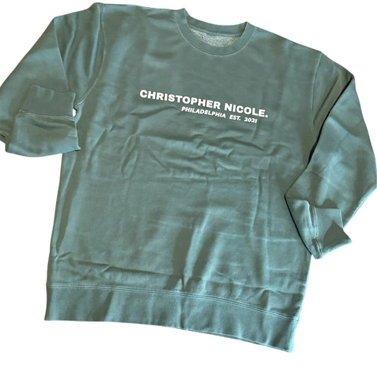 CHRISTOPHER NICOLE UNISEX MIDWEIGHT PIGMENT DYE CREW NECK SWEATSHIRT.