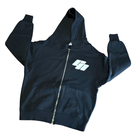 CHRISTOPHER NICOLE GARMENT DYE DOUBLE ZIPPER HOODIE.